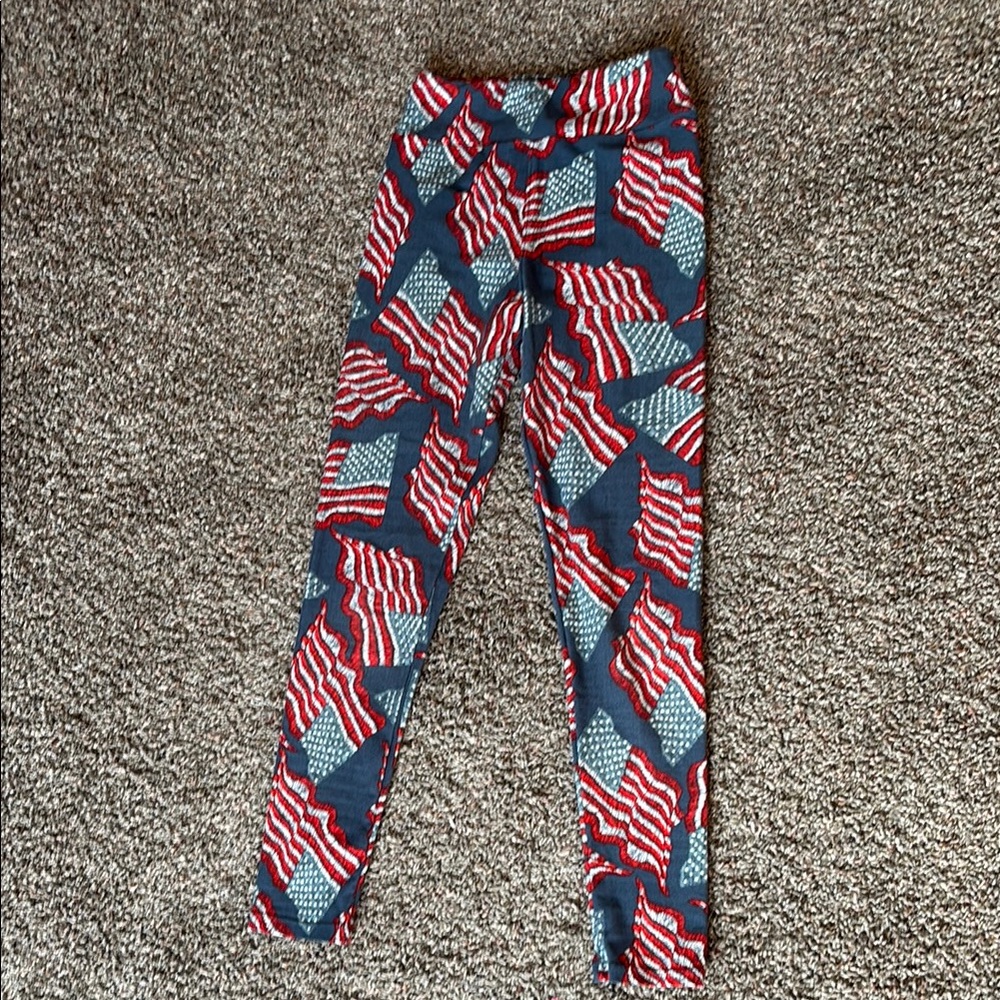 LuLaRoe Kids Leggings - Red, White, and Blue Flag Pattern